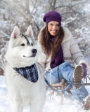 Husky And Girl screenshot #1 128x160