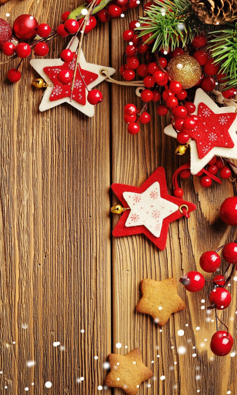 Xmas Wooden Decorations with Cones screenshot #1 480x800
