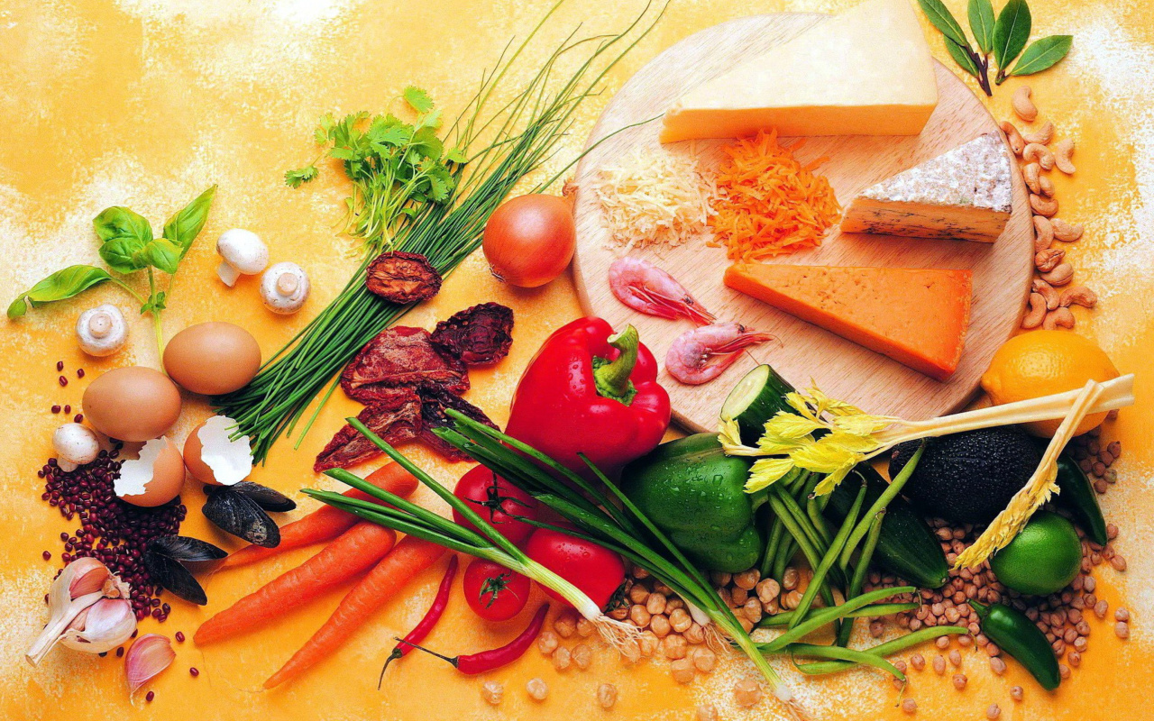 Still life of vegetables, cheese and eggs screenshot #1 1280x800