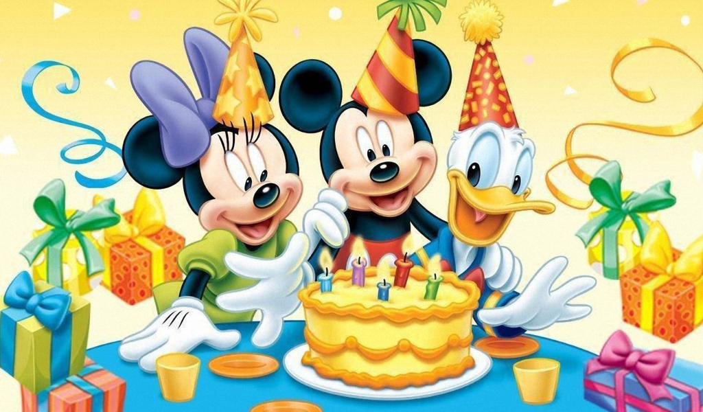 Обои Mickey Mouse Birthday 1024x600