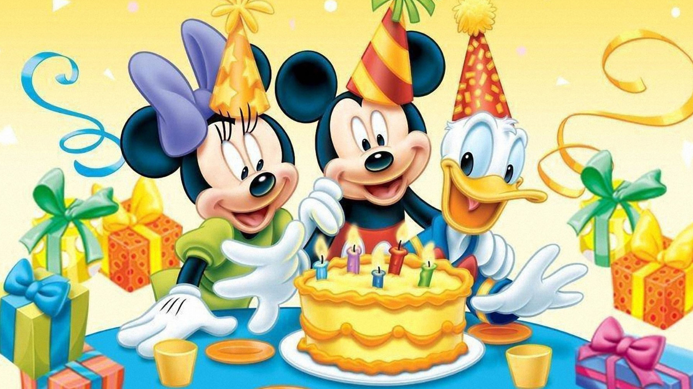 Mickey Mouse Birthday wallpaper 1366x768