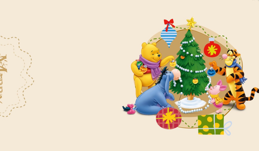 Fondo de pantalla Winnie The Pooh Christmas 1024x600