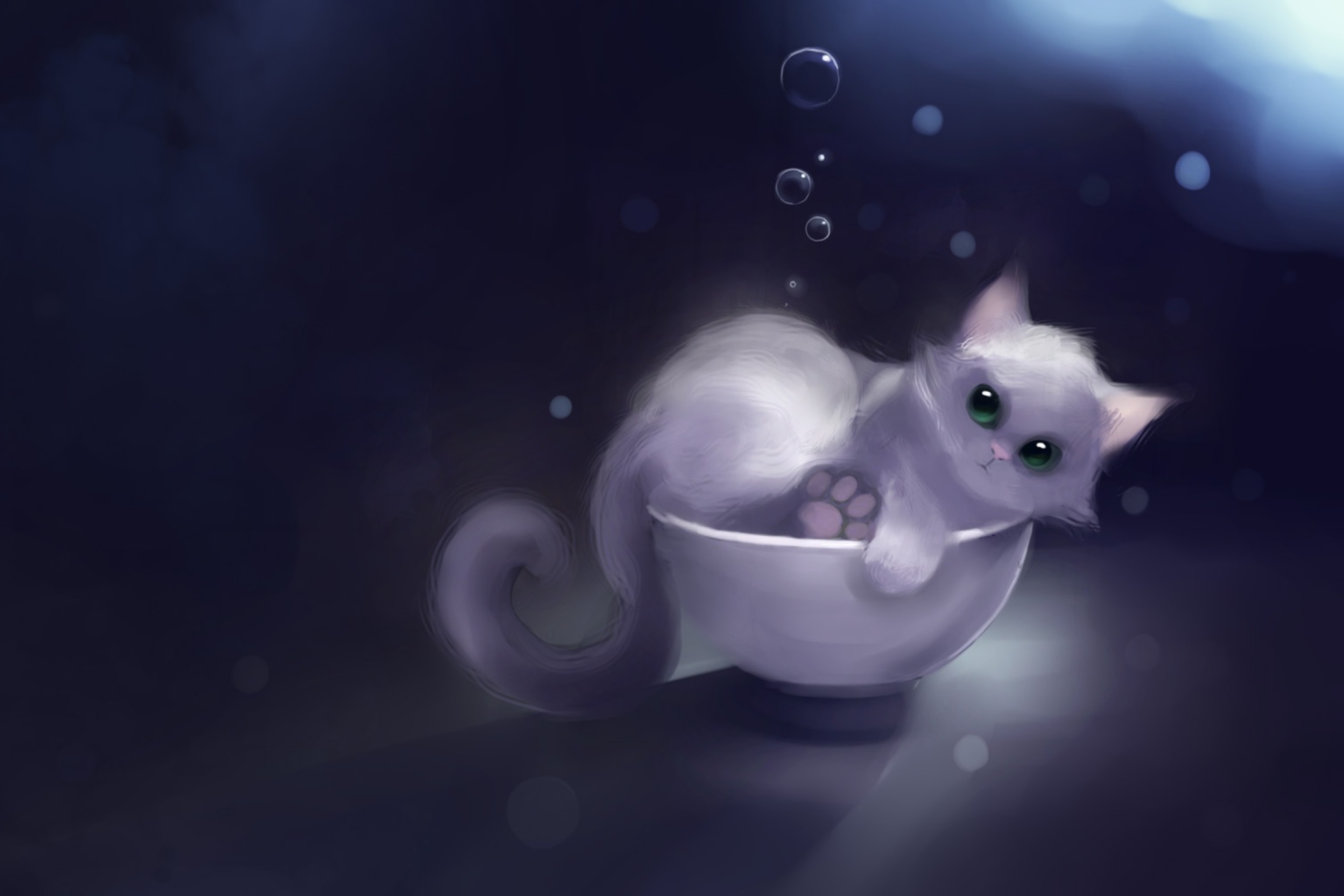 Screenshot №1 pro téma White Kitty Painting 2880x1920