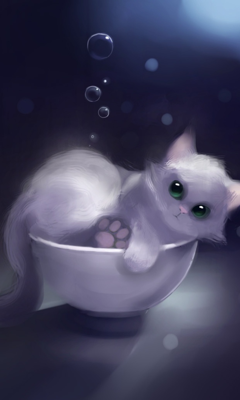 Screenshot №1 pro téma White Kitty Painting 768x1280