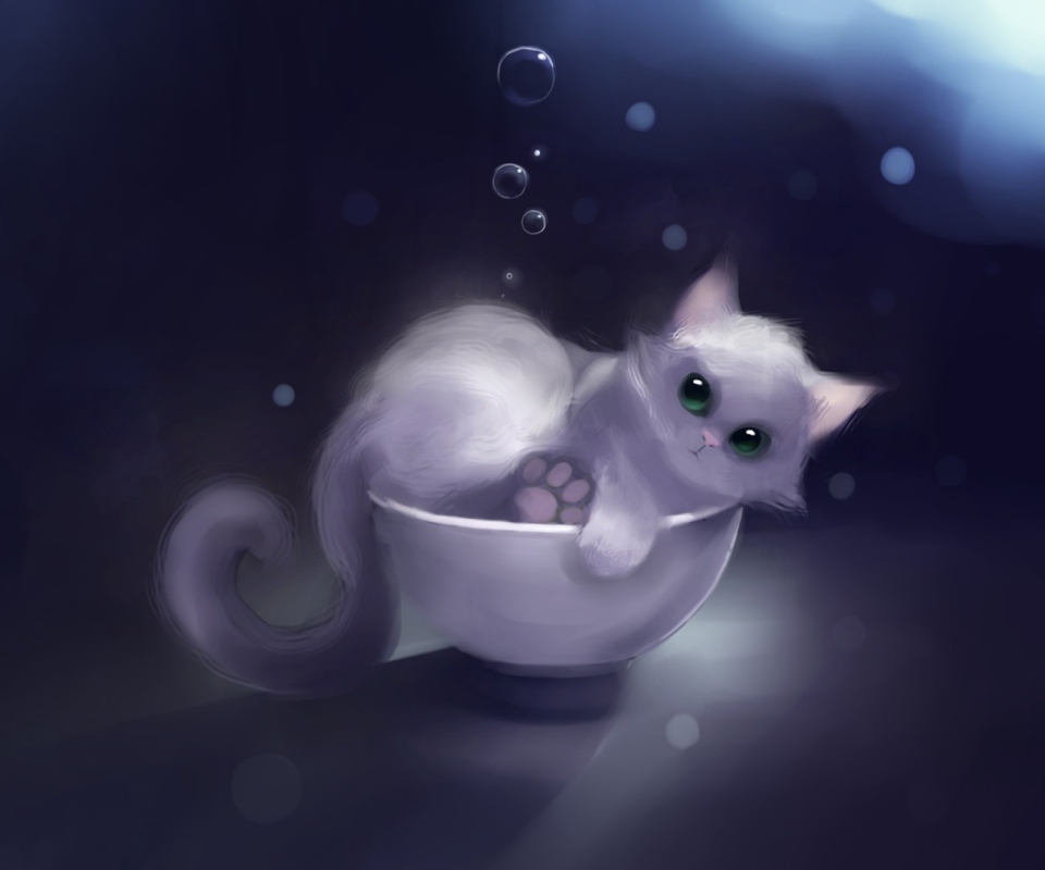 Screenshot №1 pro téma White Kitty Painting 960x800