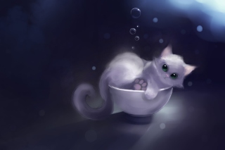 White Kitty Painting - Obrázkek zdarma pro 220x176