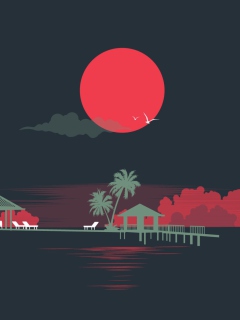 Big Red Moon wallpaper 240x320