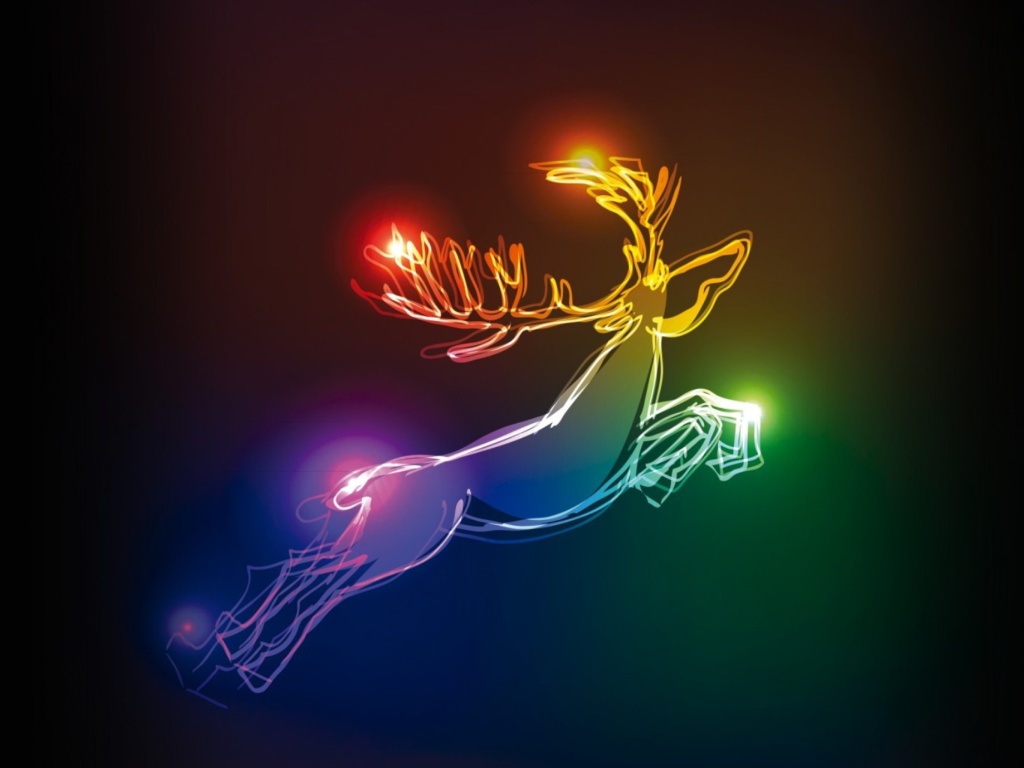 Обои Lighted Christmas Deer 1024x768