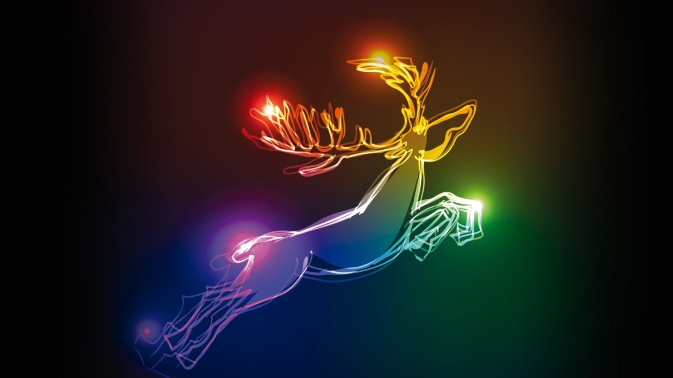 Обои Lighted Christmas Deer 1366x768
