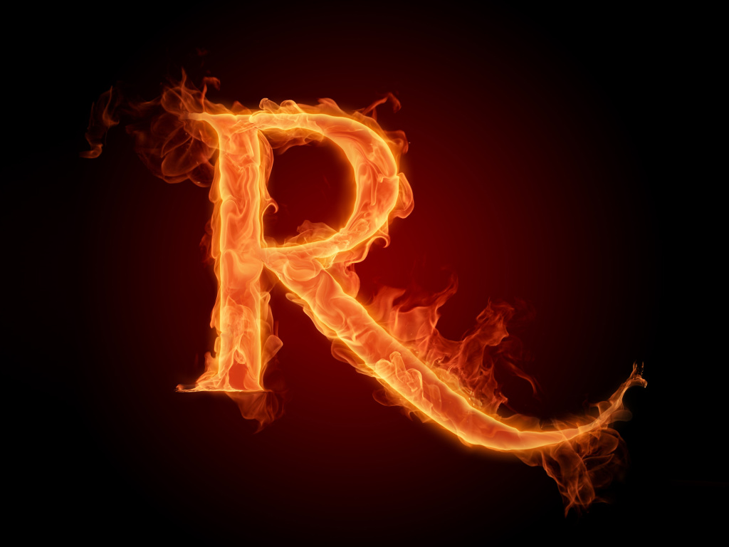 Обои Fire Alphabet Letter R 1024x768