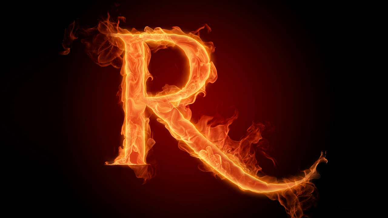 Fondo de pantalla Fire Alphabet Letter R 1280x720