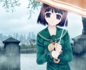 Das Anime girl in rain Wallpaper 176x144
