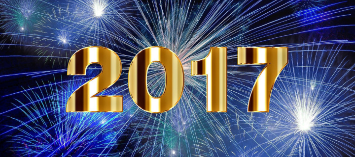 Sfondi 2017 New Year Holiday fireworks 720x320
