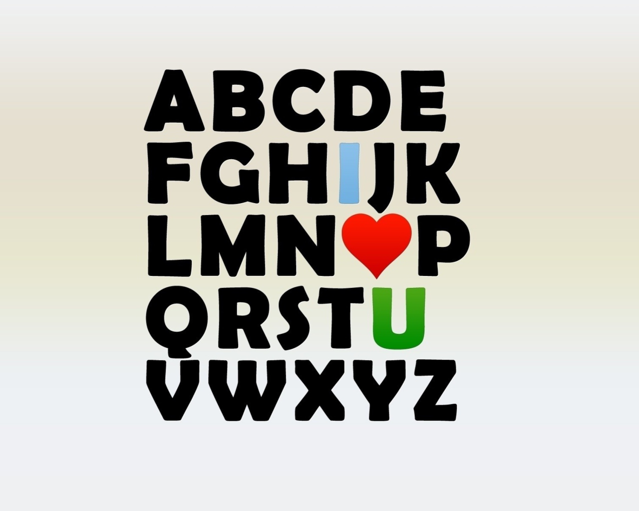 Обои I Love U Alphabet 1280x1024