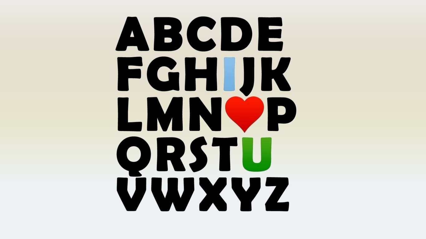 Das I Love U Alphabet Wallpaper 1366x768