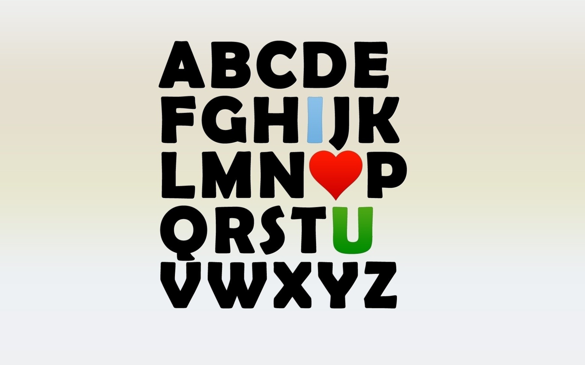 I Love U Alphabet wallpaper 1920x1200
