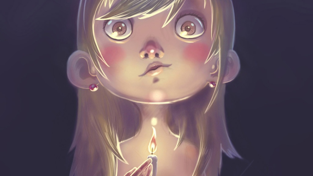 Das Girl With Candle Wallpaper 1280x720