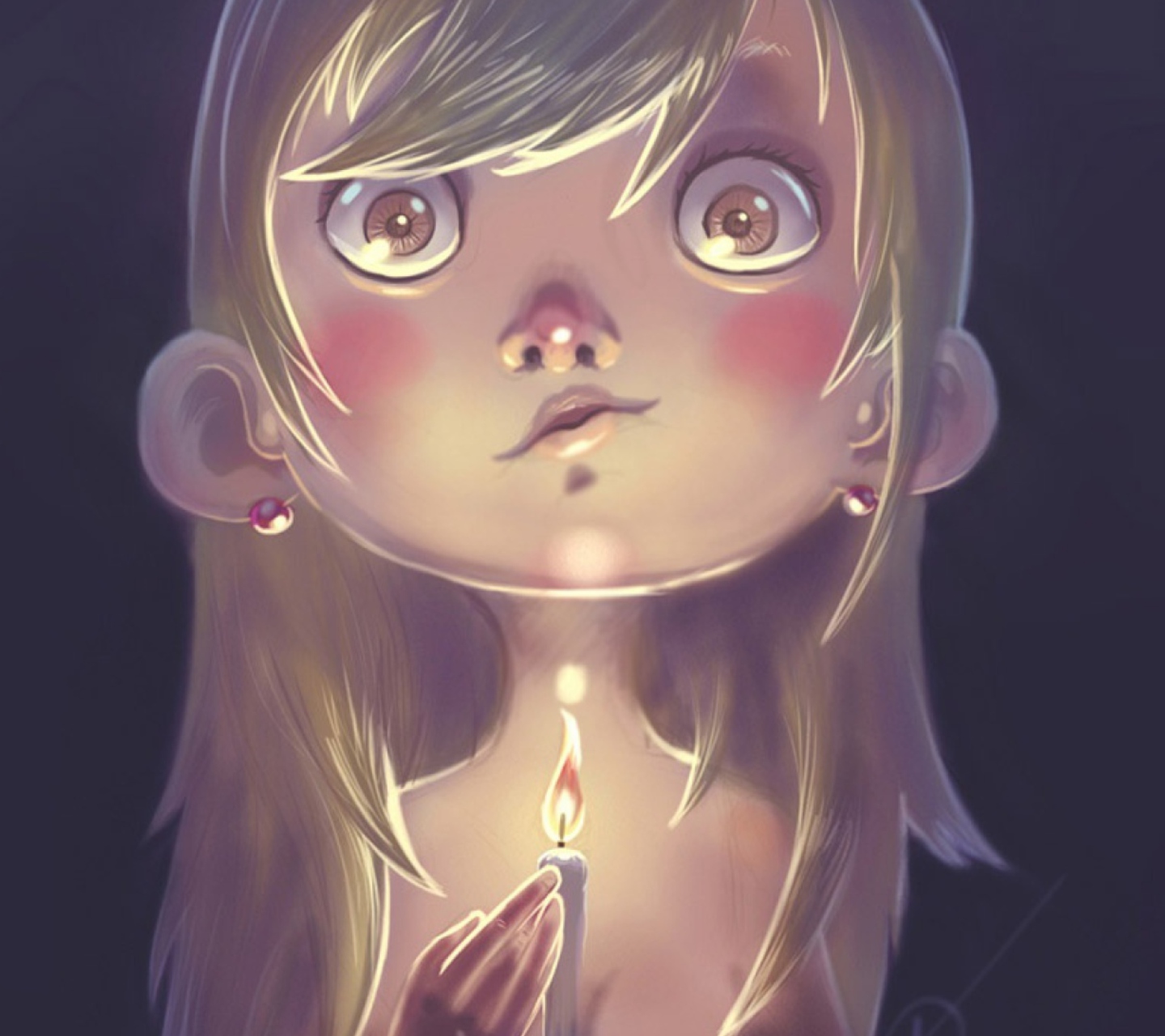 Das Girl With Candle Wallpaper 1440x1280