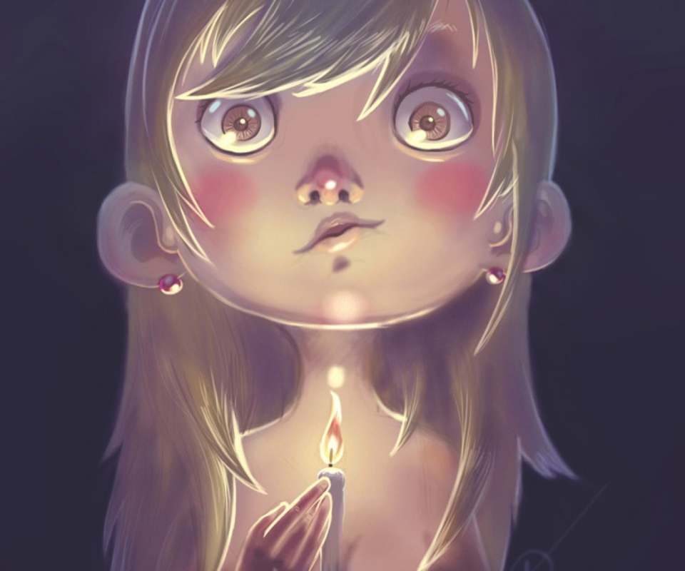 Girl With Candle wallpaper 960x800