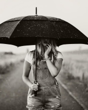 Sfondi Girl Under Black Umbrella 176x220