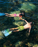 Couple Swimming In Caribbean wallpaper 128x160