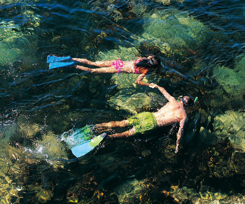 Fondo de pantalla Couple Swimming In Caribbean 960x800