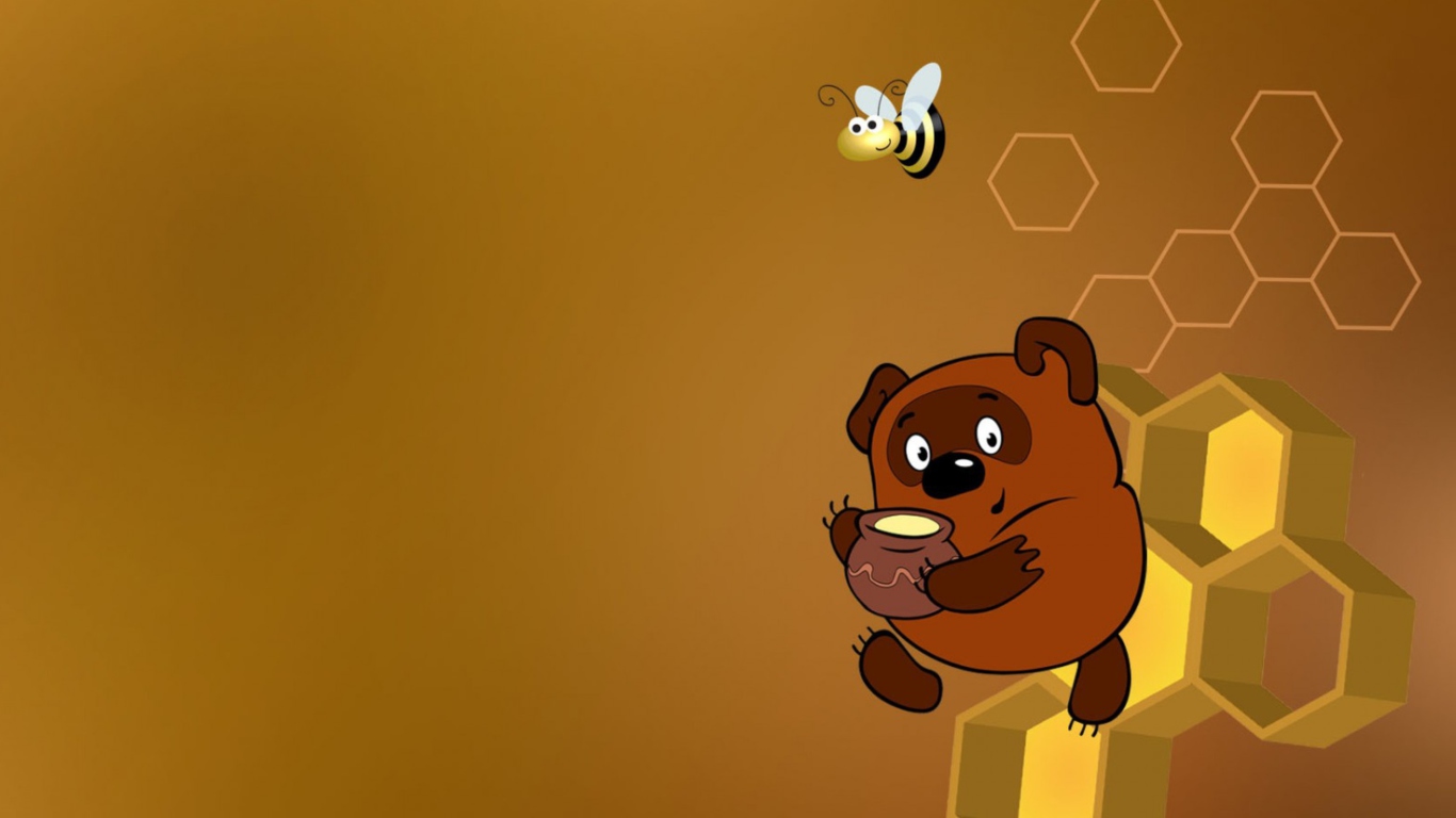 Обои Winnie The Pooh With Honey 1366x768