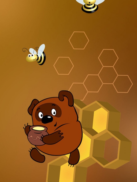 Обои Winnie The Pooh With Honey 480x640