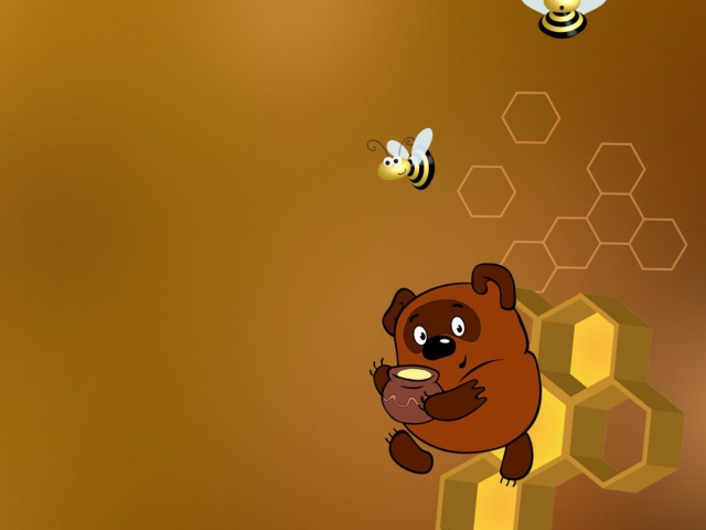 Обои Winnie The Pooh With Honey 640x480