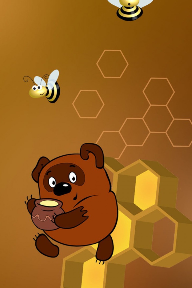 Das Winnie The Pooh With Honey Wallpaper 640x960