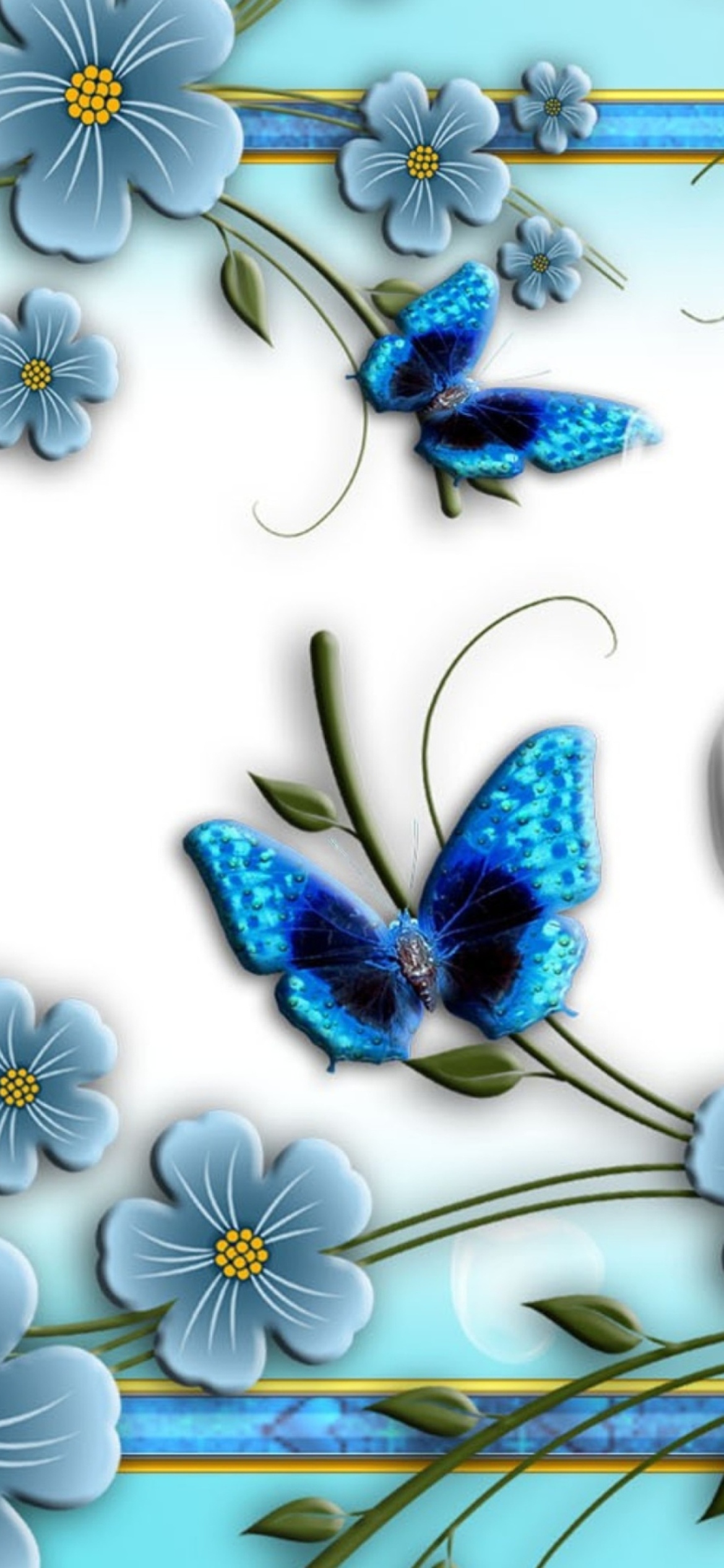 Screenshot №1 pro téma Blue Butterflies 1170x2532