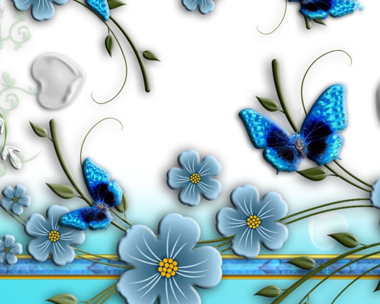 Das Blue Butterflies Wallpaper 1280x1024