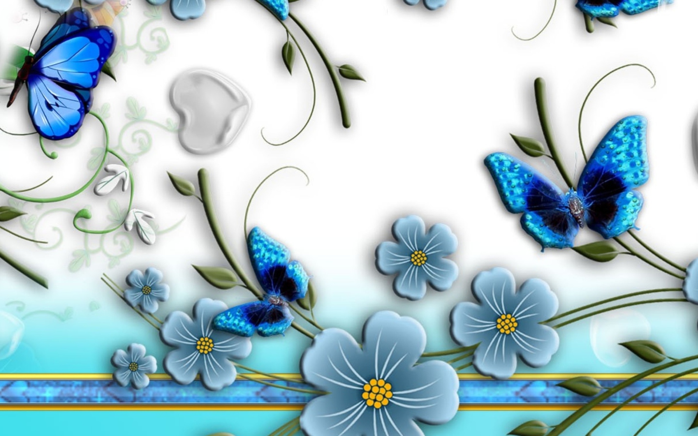 Screenshot №1 pro téma Blue Butterflies 1440x900