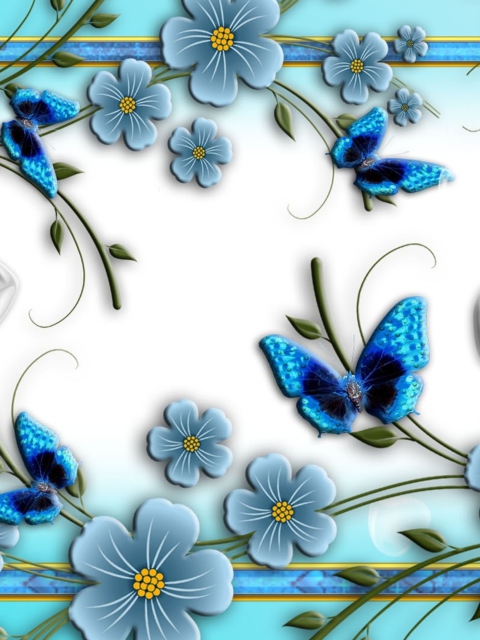 Screenshot №1 pro téma Blue Butterflies 480x640