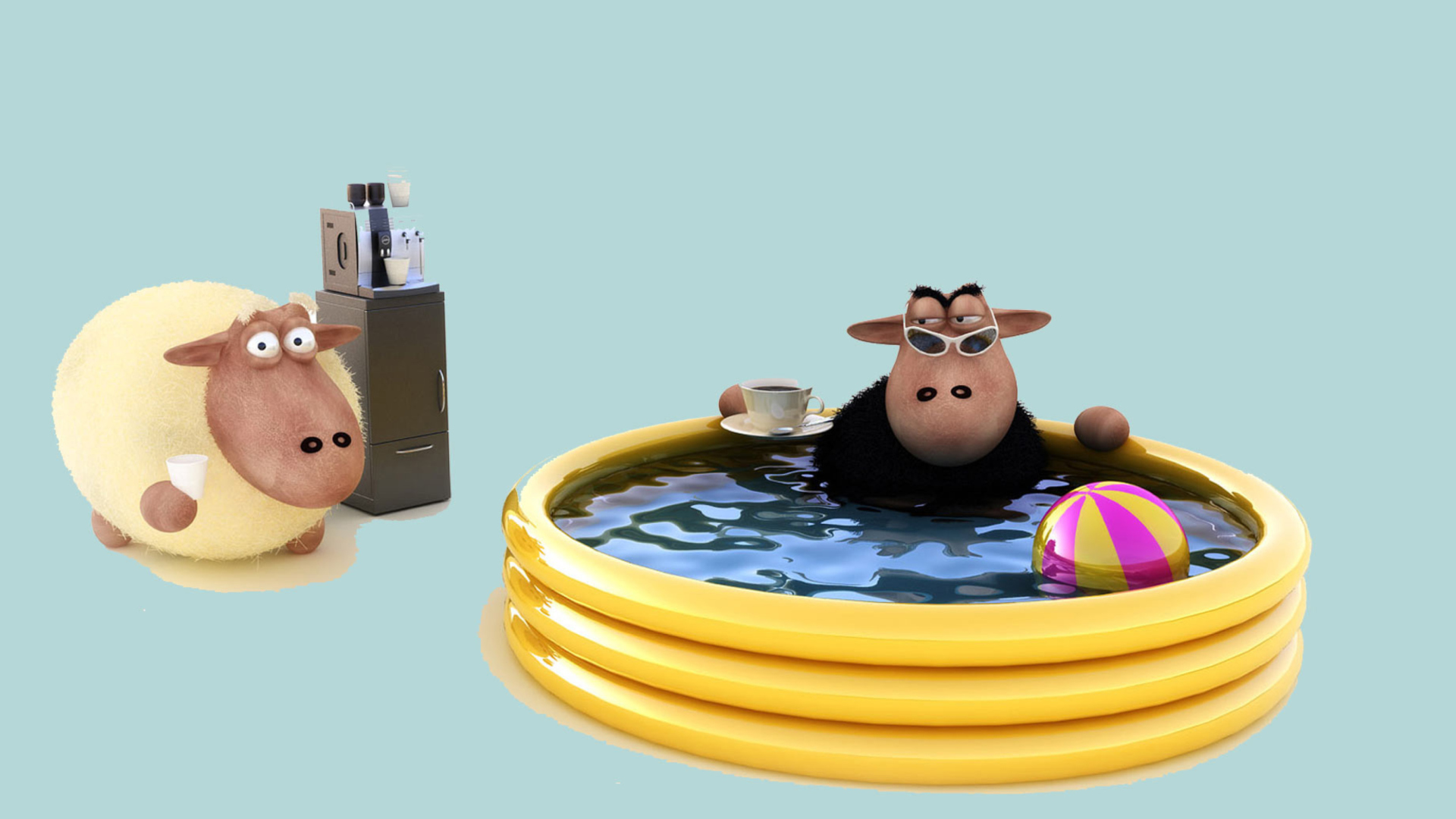 Screenshot №1 pro téma Sheep In Pool 1920x1080