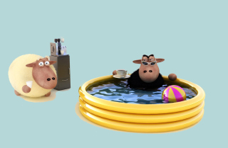 Free Sheep In Pool Picture for Android, iPhone and iPad