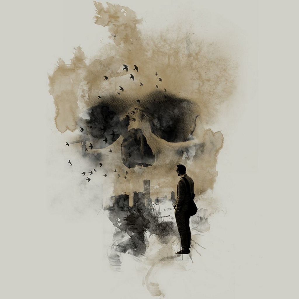 Man Looking At Skull City wallpaper 1024x1024