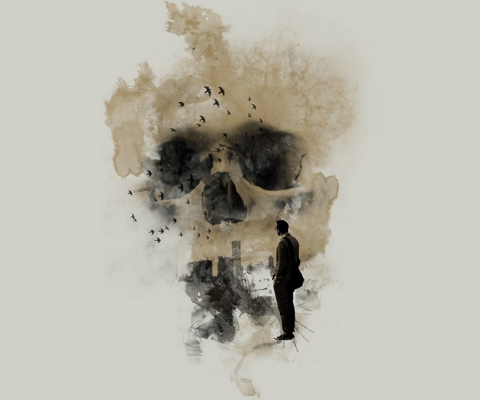 Man Looking At Skull City wallpaper 960x800