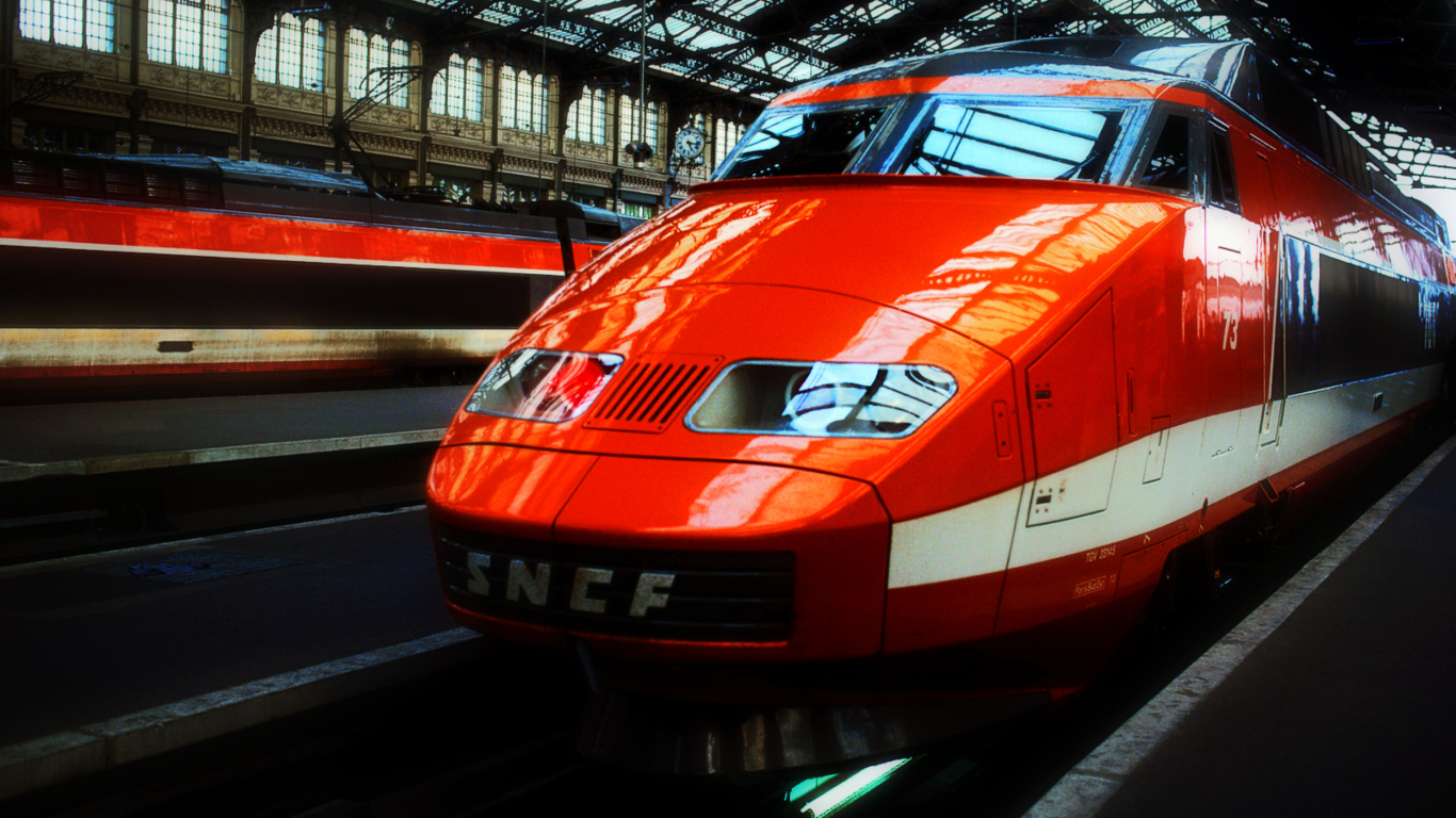 Sfondi Orange High Speed Train 1366x768