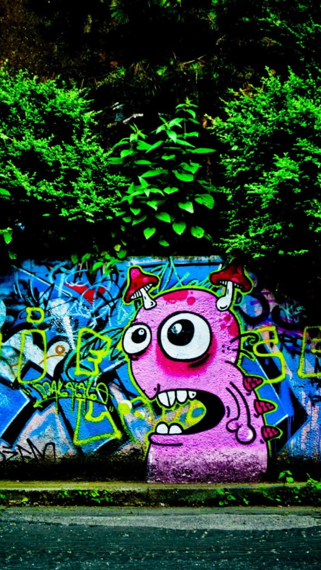 Fondo de pantalla Graffiti And Trees 640x1136