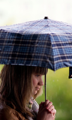 Fondo de pantalla Girl With Umbrella Under The Rain 240x400