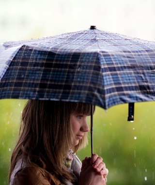 Girl With Umbrella Under The Rain - Obrázkek zdarma pro 480x640