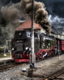 Retro SteamPunk train on station wallpaper 128x160