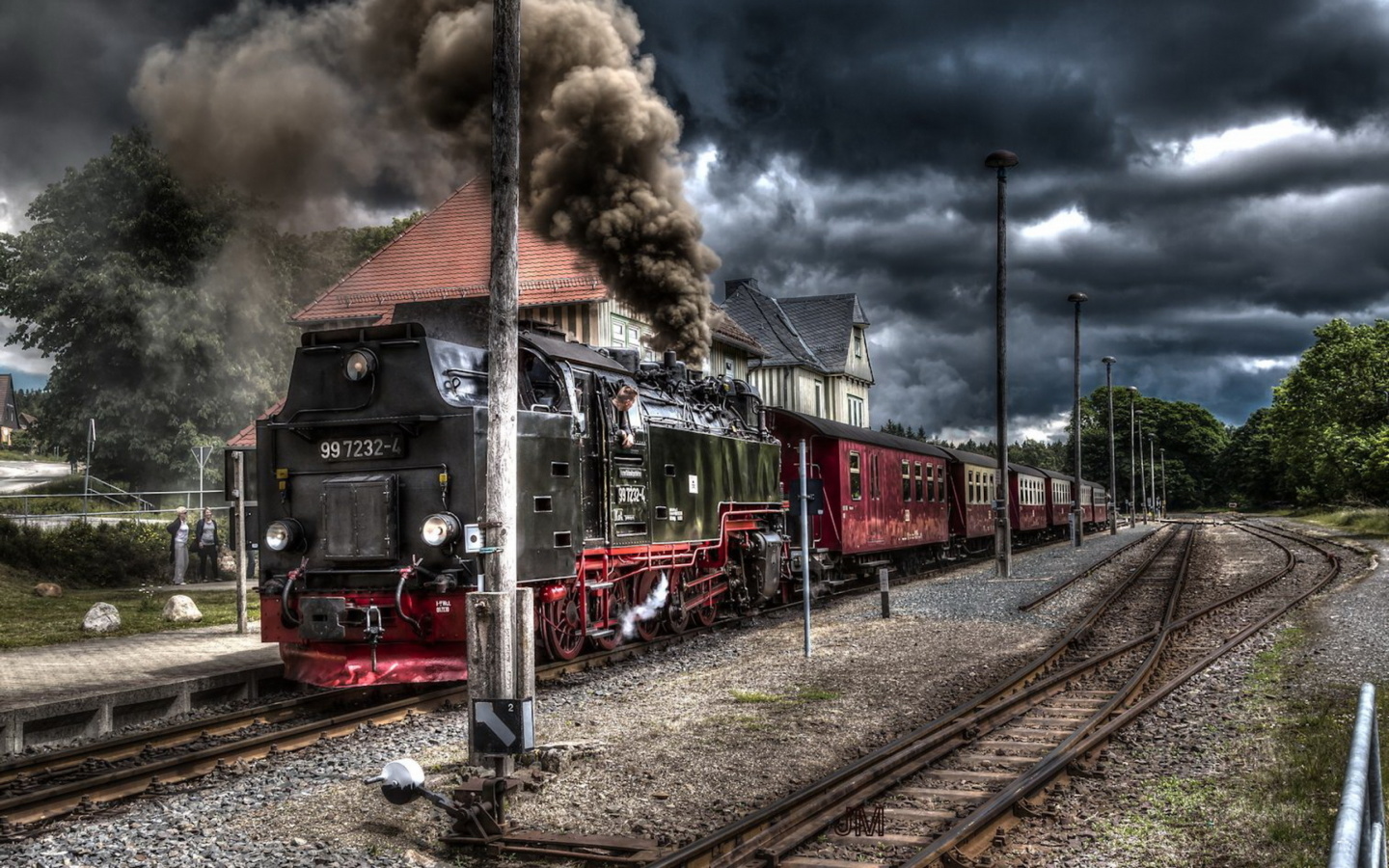 Das Retro SteamPunk train on station Wallpaper 1440x900