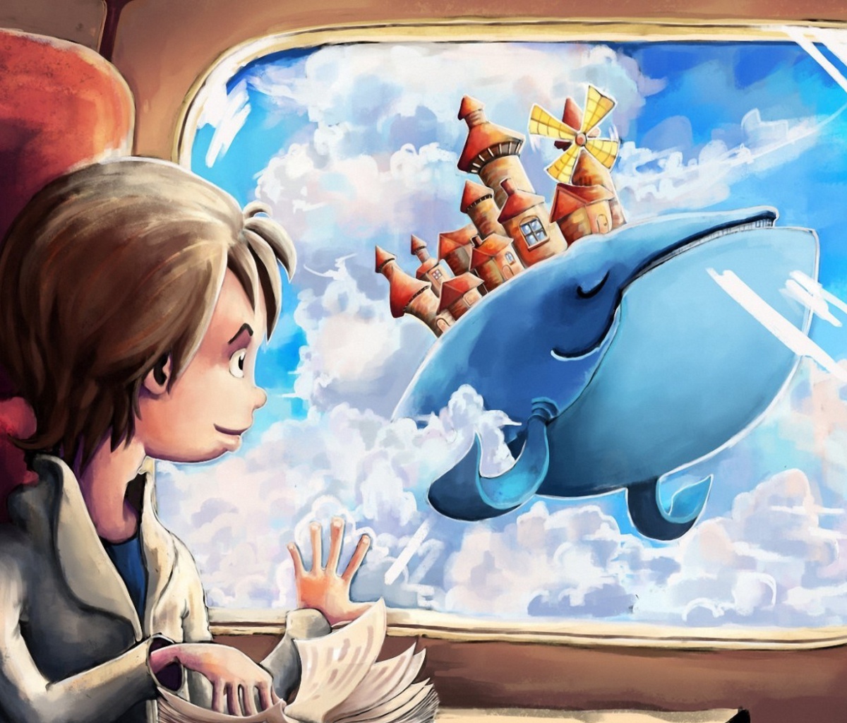 Screenshot №1 pro téma Fantasy Boy and Whale 1200x1024