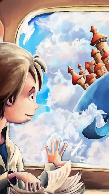 Das Fantasy Boy and Whale Wallpaper 360x640