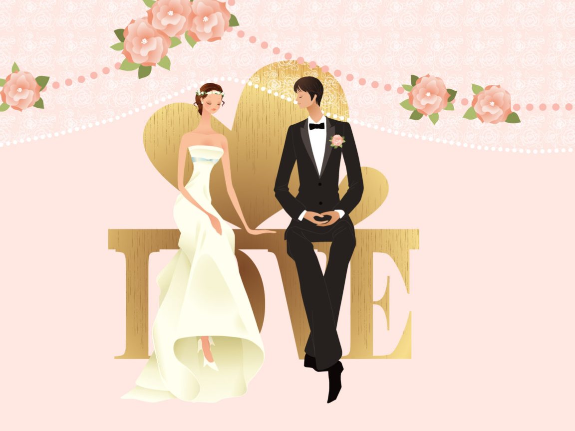 Das Romantic Couples Wedding Bride Wallpaper 1152x864