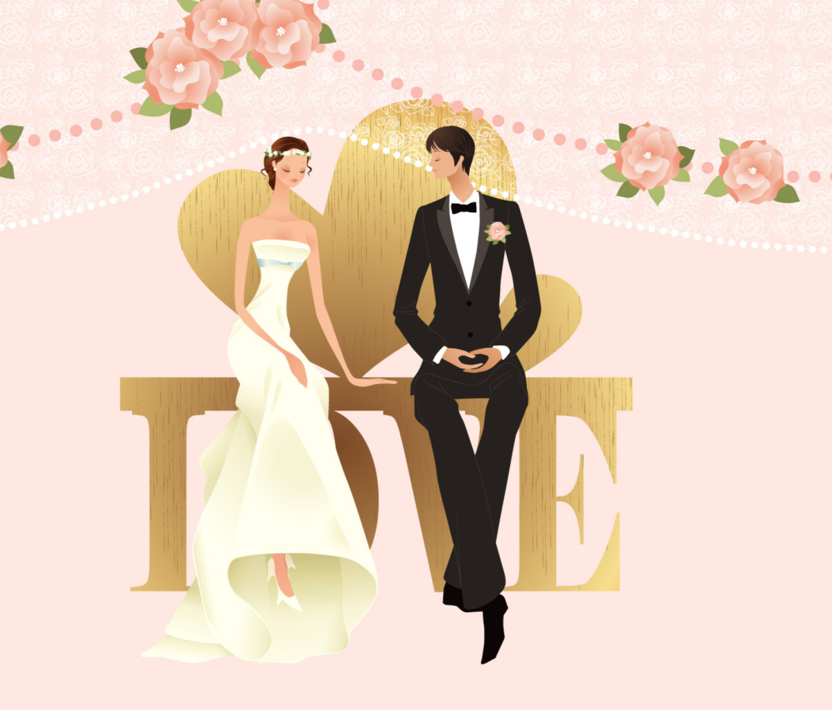 Fondo de pantalla Romantic Couples Wedding Bride 1200x1024