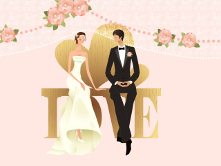 Das Romantic Couples Wedding Bride Wallpaper 320x240