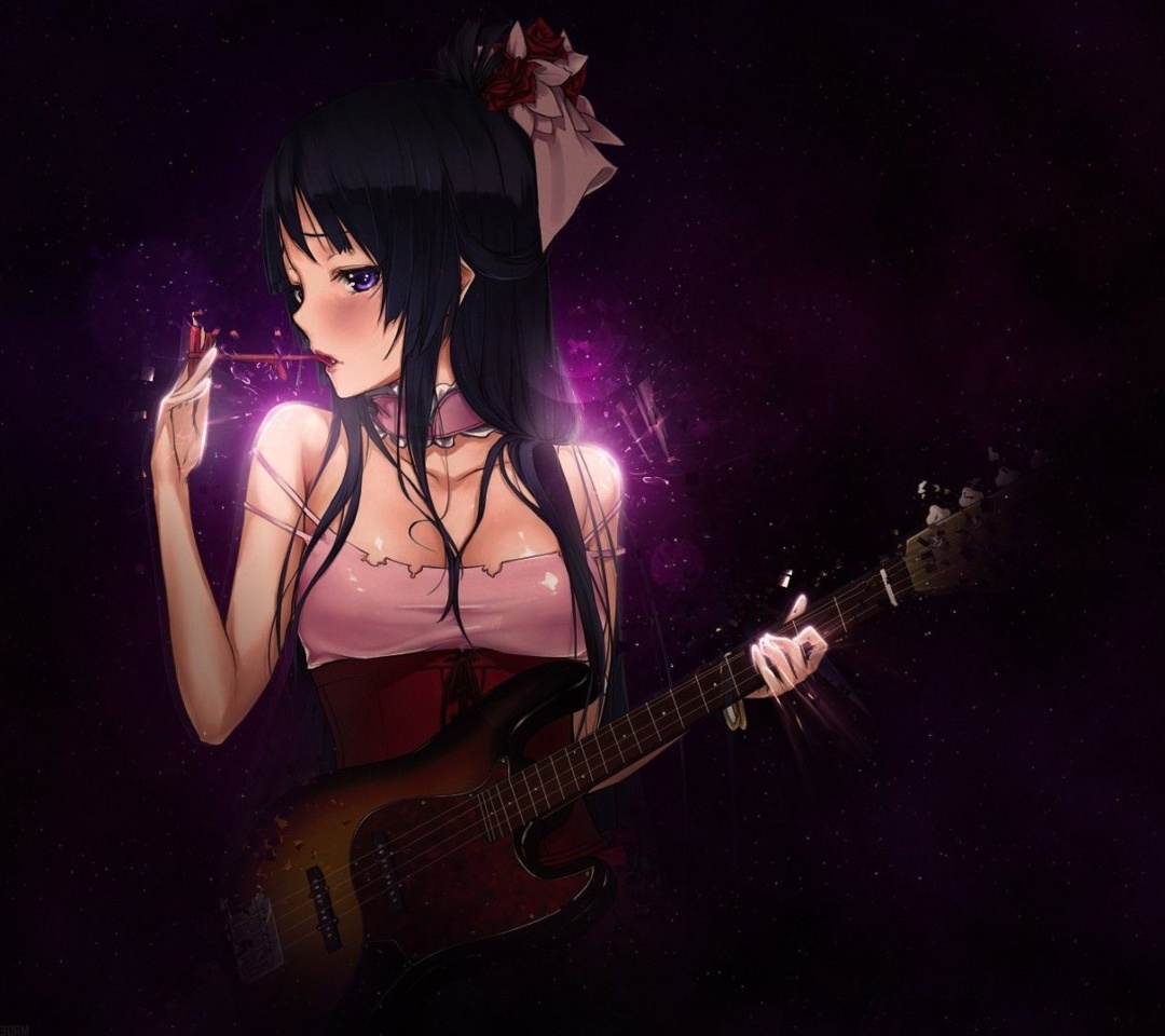 Обои Anime Girl with Guitar 1080x960